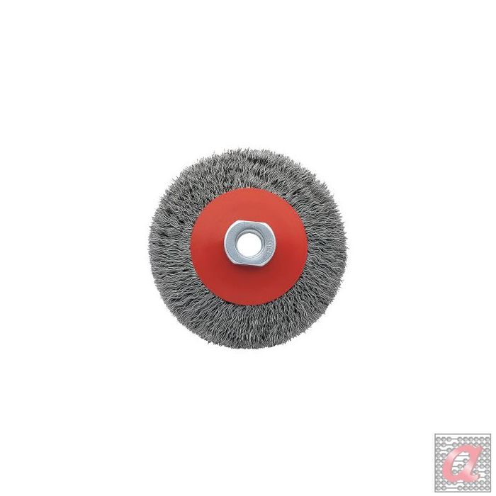 Cepillo cónico para altas revoluciones, alambre de acero inoxidable ondulado / 50816