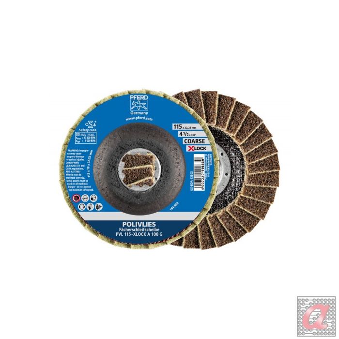 Disco de láminas POLIVLIES PVL corindón Ø 115 mm agujero 22,23 mm/X-LOCK A100G para lijado fino