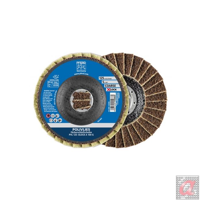 Disco de láminas POLIVLIES PVL corindón Ø 125 mm agujero 22,23 mm/X-LOCK A100G para lijado fino