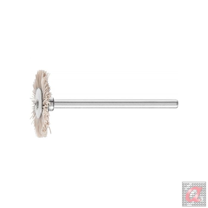 Carda redonda miniatura RBU Ø 22x2 mm, mango Ø 3 mm, filamento de óxido de aluminio Ø 0,30, grano 600