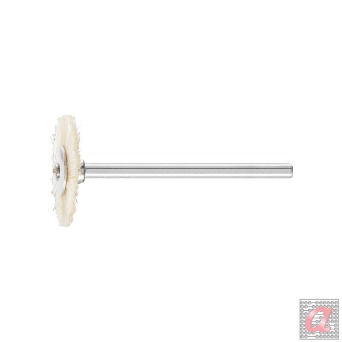 Carda redonda miniatura RBU Ø 22x2 mm, mango Ø 3 mm cerda blanca de cerdo