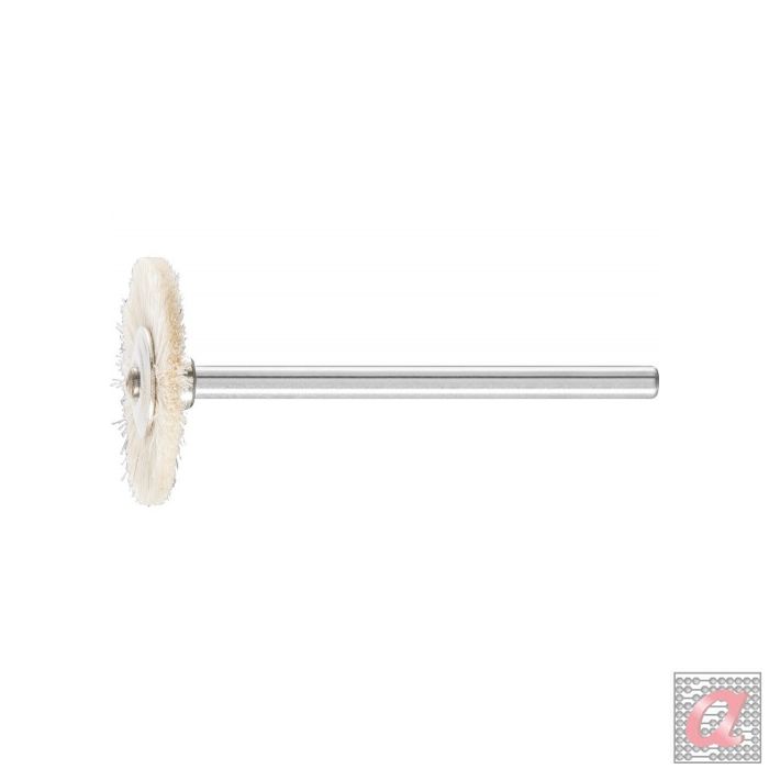 Carda redonda miniatura RBU Ø 22x2 mm, mango Ø 3 mm cerda blanca de pelo de cabra